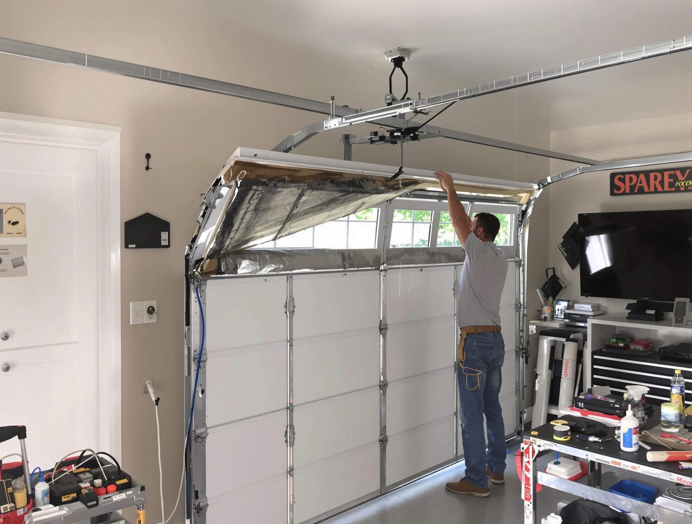Garage door section replacement by Maple Grove Garage Door Repair in Maple Grove